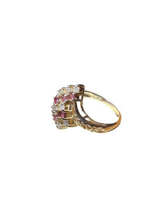 Vintage Tiffany 14K Diamond & Ruby Wave