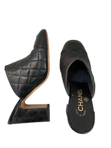 Chanel quilted cap toe mules