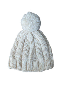 Prada Cable Knit Pom Beanie