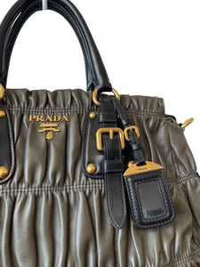 Prada Gaufre Ruched Leather Tote Bag